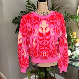 Voy EUC Valentine’s Day Vibrant Pink and Red Women's Crew Neck Sweater